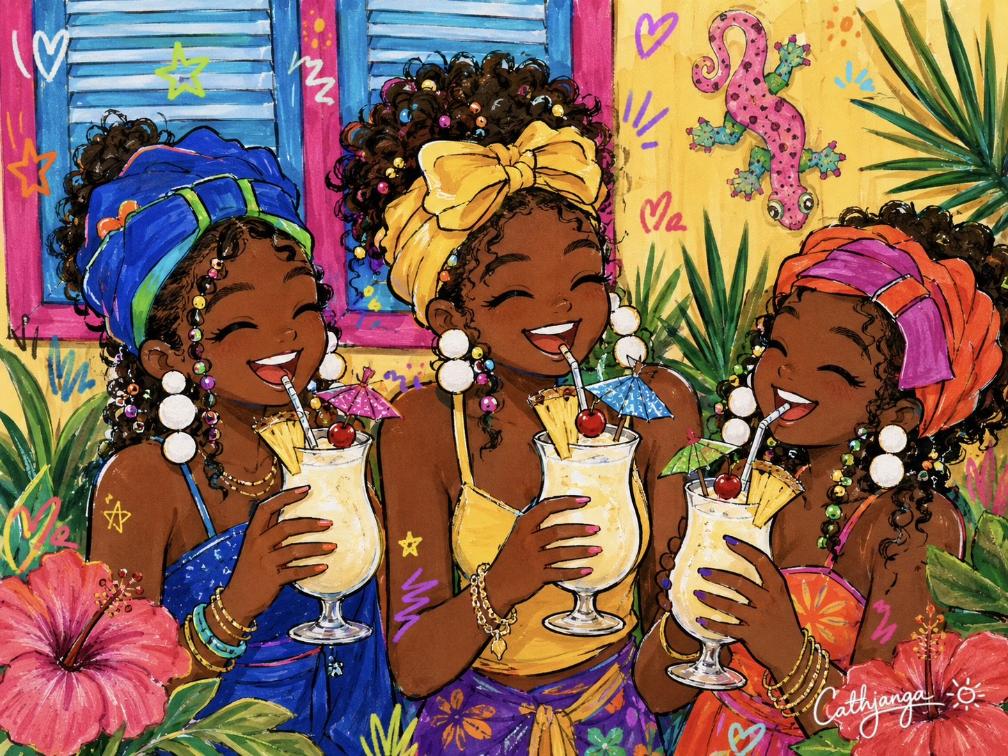 Cathjanga Girls enjoying island life