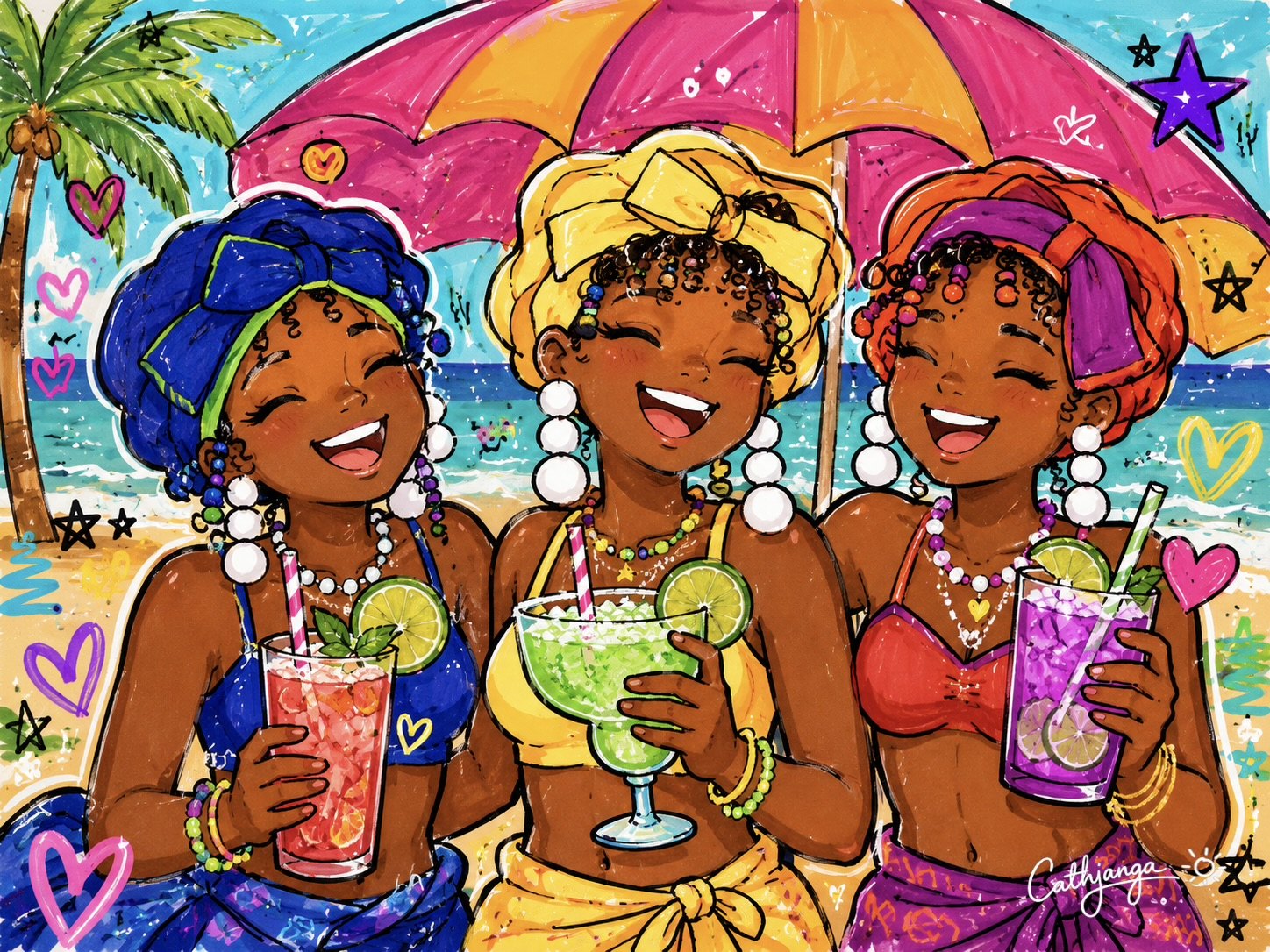 The Cathjanga Girls by the beach